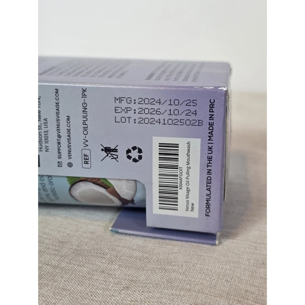 Venus Visage Oil Pulling Oral Rinse Coconut Oil Peppermint Tongue Scraper 8fl‎